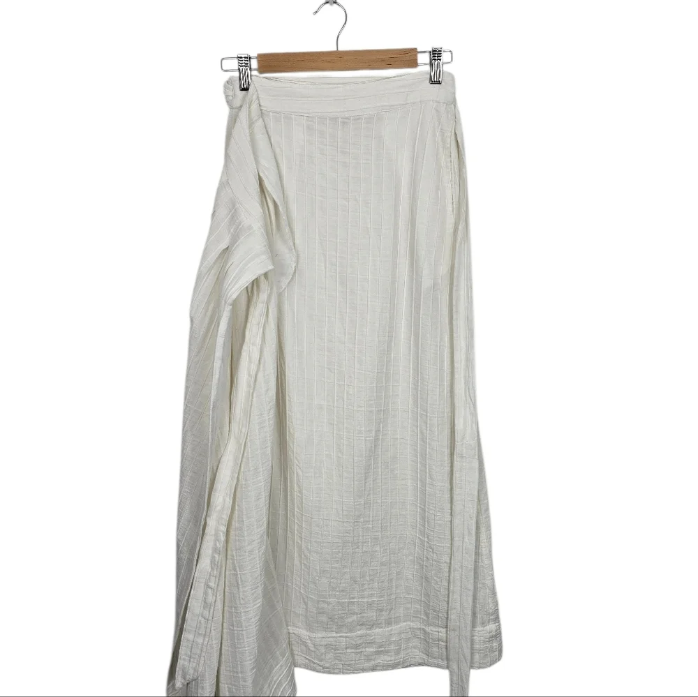 Free People Rey Wrap Ribbed Cotton Midi Skirt Ivory Cream Small